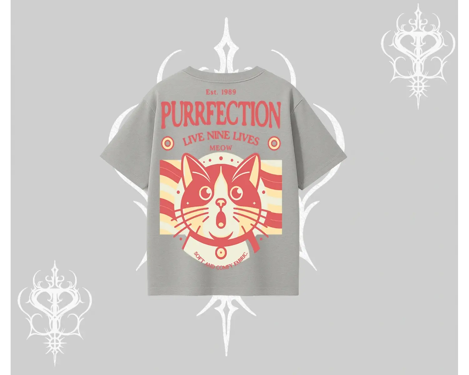 Live Nine Lives Kedi Tasarımlı Oversize Tshirt