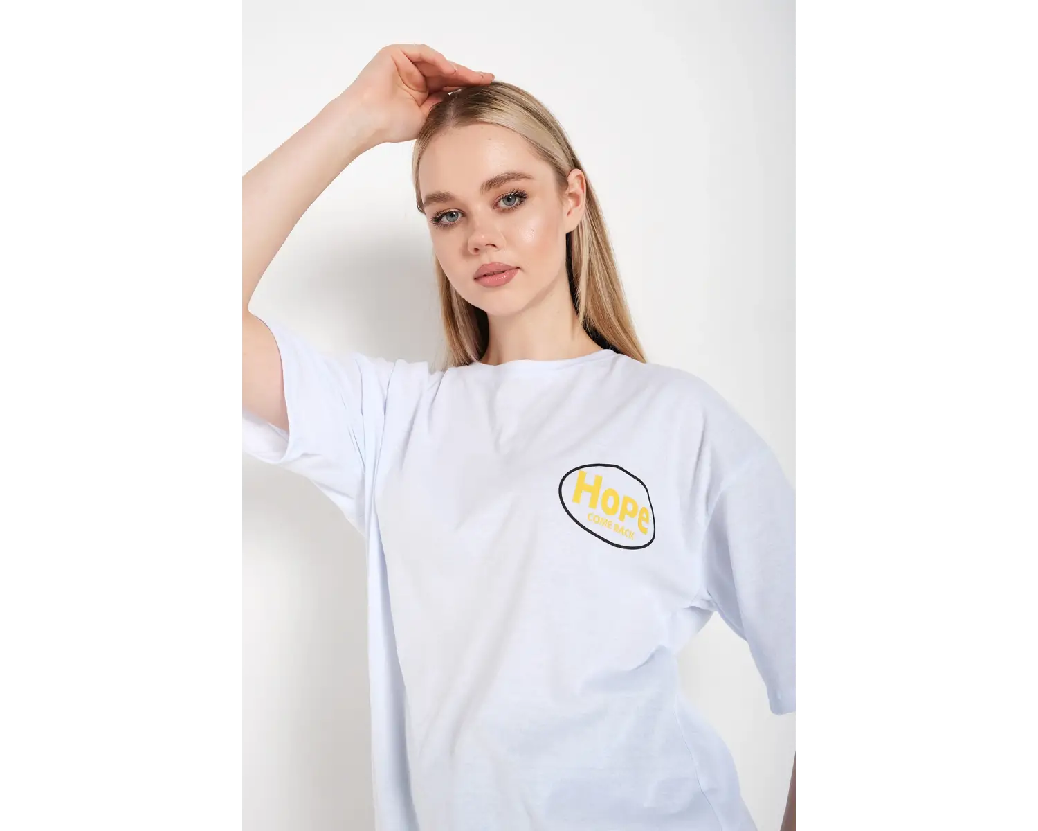 Logo Baskılı Beyaz Tişört Hope