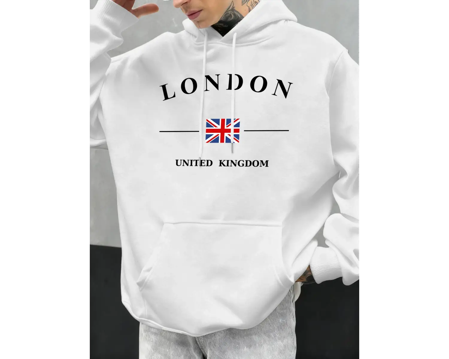 Londra Birleşik Krallık Bayrağı Baskılı Kapüşonlular Erkekler Moda Sonbahar Hoody Rahat Polar