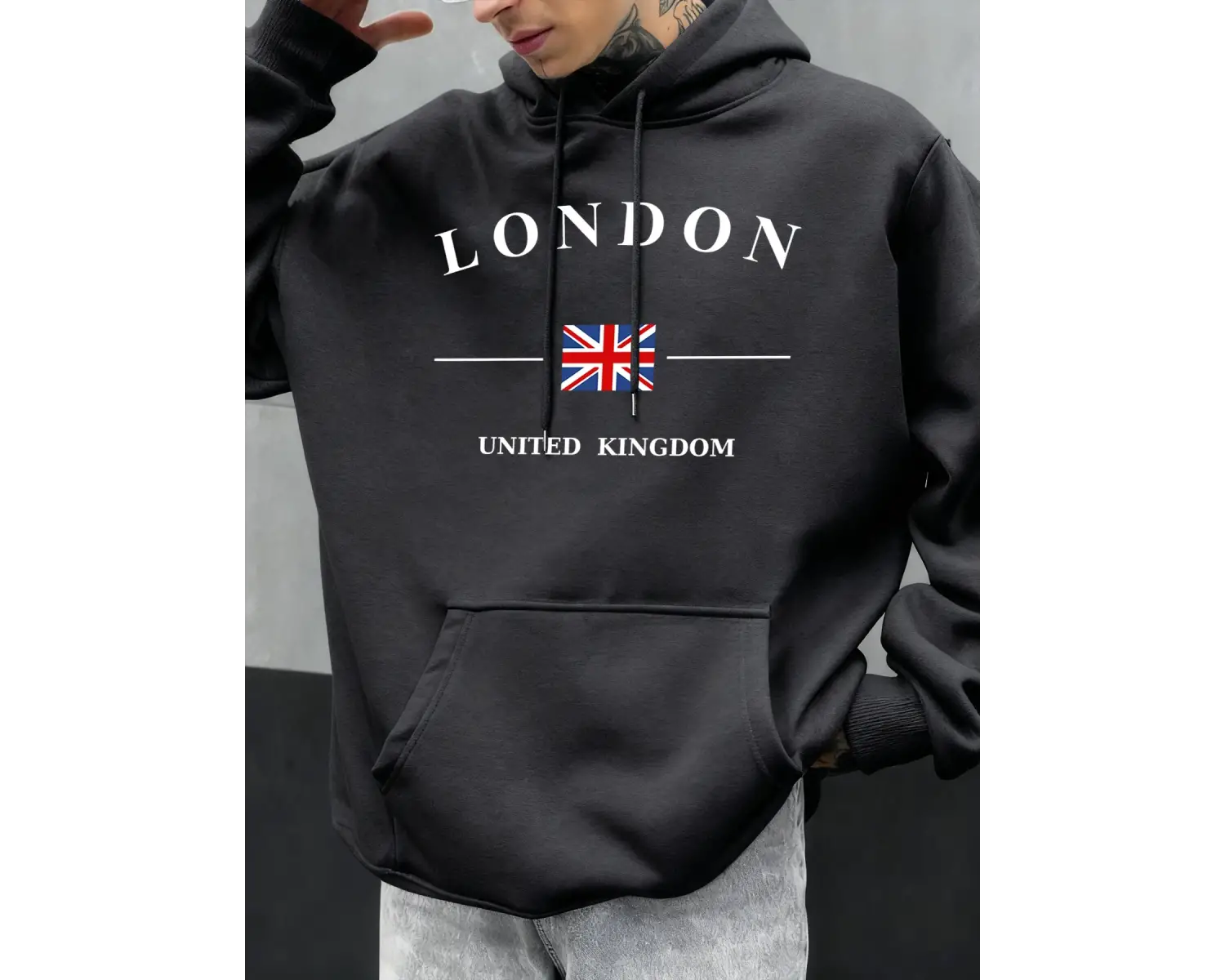 Londra Birleşik Krallık Bayrağı Baskılı Kapüşonlular Erkekler Moda Sonbahar Hoody Rahat Polar