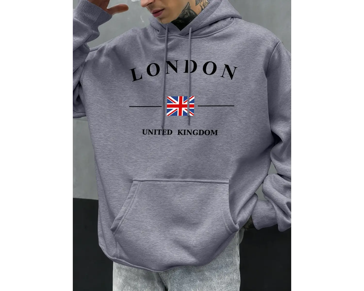 Londra Birleşik Krallık Bayrağı Baskılı Kapüşonlular Erkekler Moda Sonbahar Hoody Rahat Polar