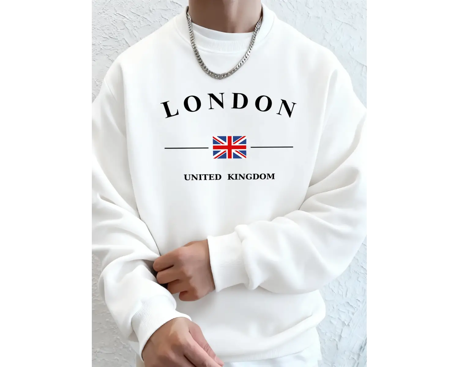 Londra Birleşik Krallık Bayrağı Desenli Erkek Üst Sokak Sporları Kapüşonlular O-Yaka Rahat Ti