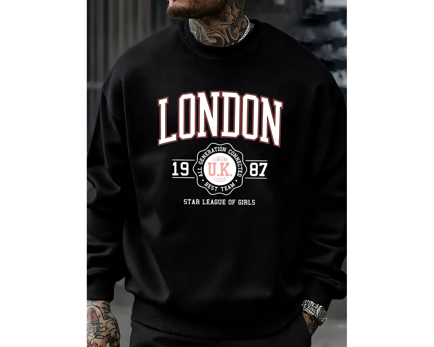 Londra İngiltere 1987 En İyi Takım Sporları Baskı Erkek Kazaklar Polar Günlük Kapüşonsuz Göml