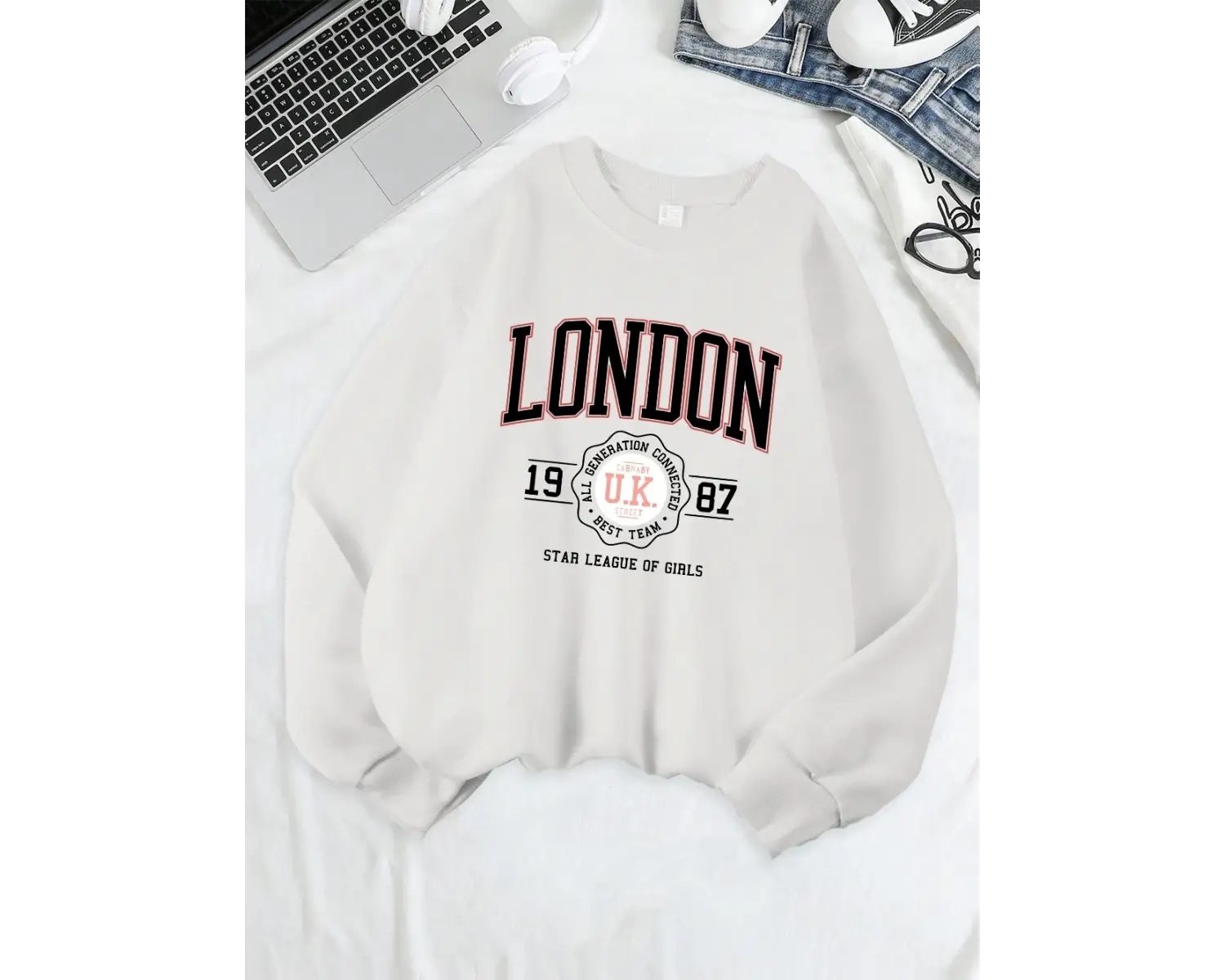 Londra İngiltere 1987 En İyi Takım Sporları Baskılar Tişörtü Kadın Polar Sıcak Temelleri Kapü