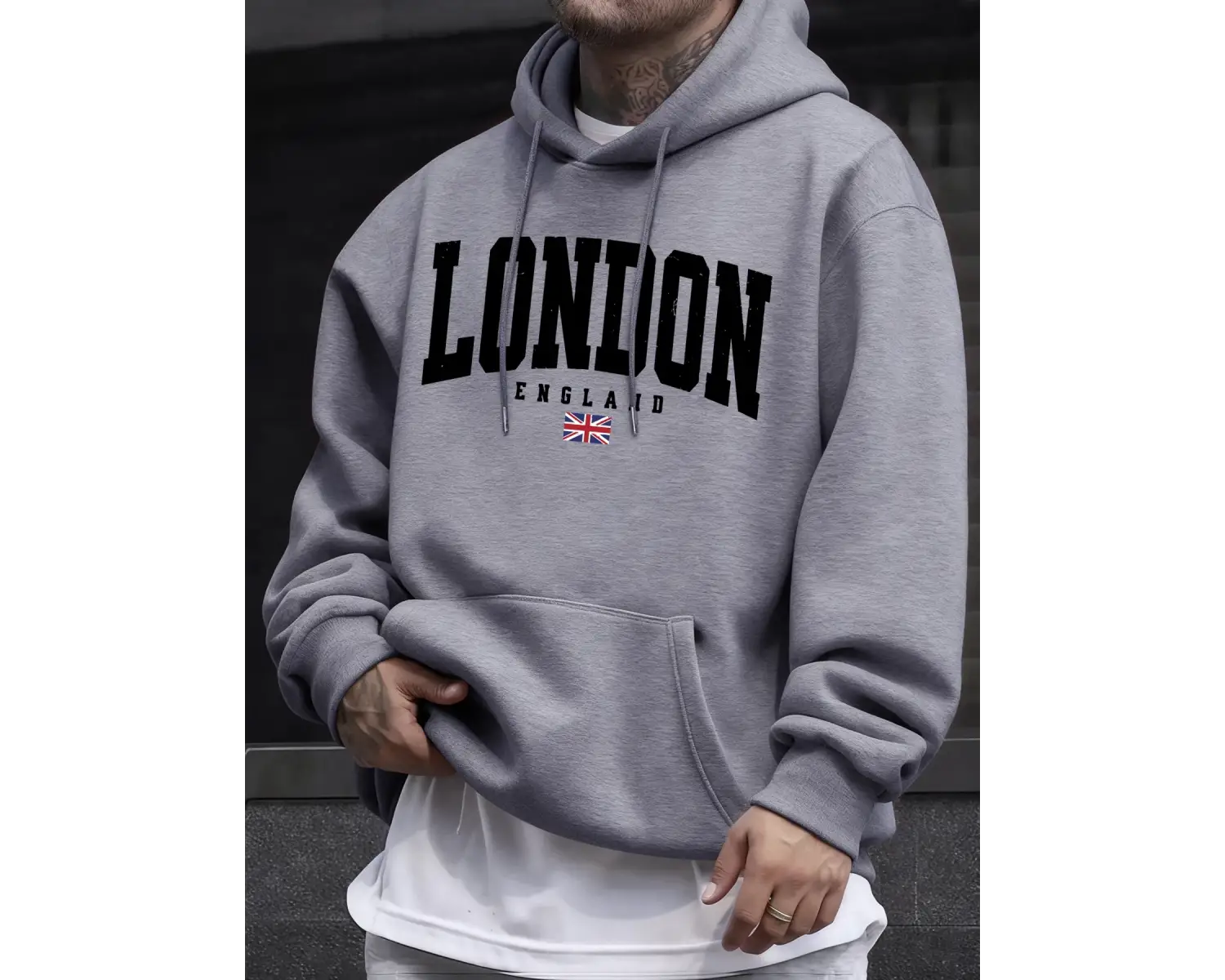Londra İngiltere Bayrağı Baskı Kazak Erkekler Için Sonbahar Hip Hop Kazaklar Polar Tüm Maç Uz