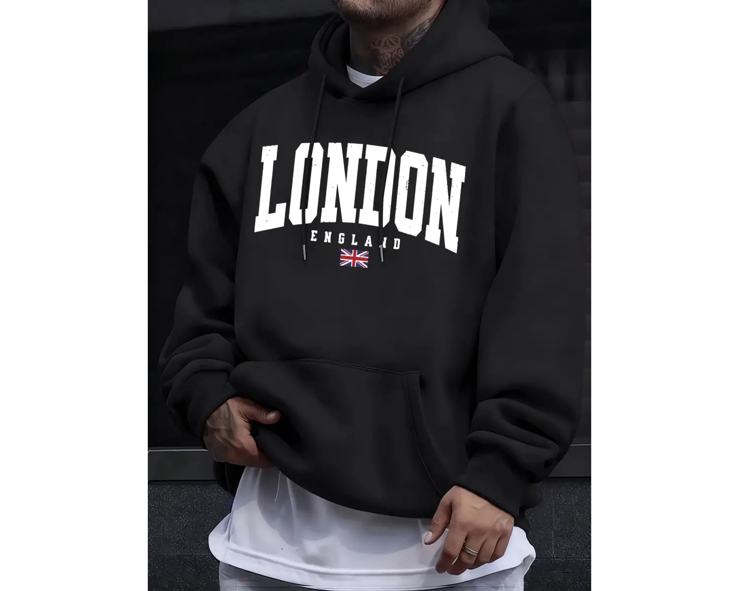 Londra İngiltere Bayrağı Baskı Kazak Erkekler Için Sonbahar Hip Hop Kazaklar Polar Tüm Maç Uz