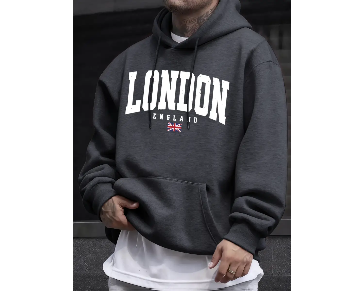 Londra İngiltere Bayrağı Baskı Kazak Erkekler Için Sonbahar Hip Hop Kazaklar Polar Tüm Maç Uz