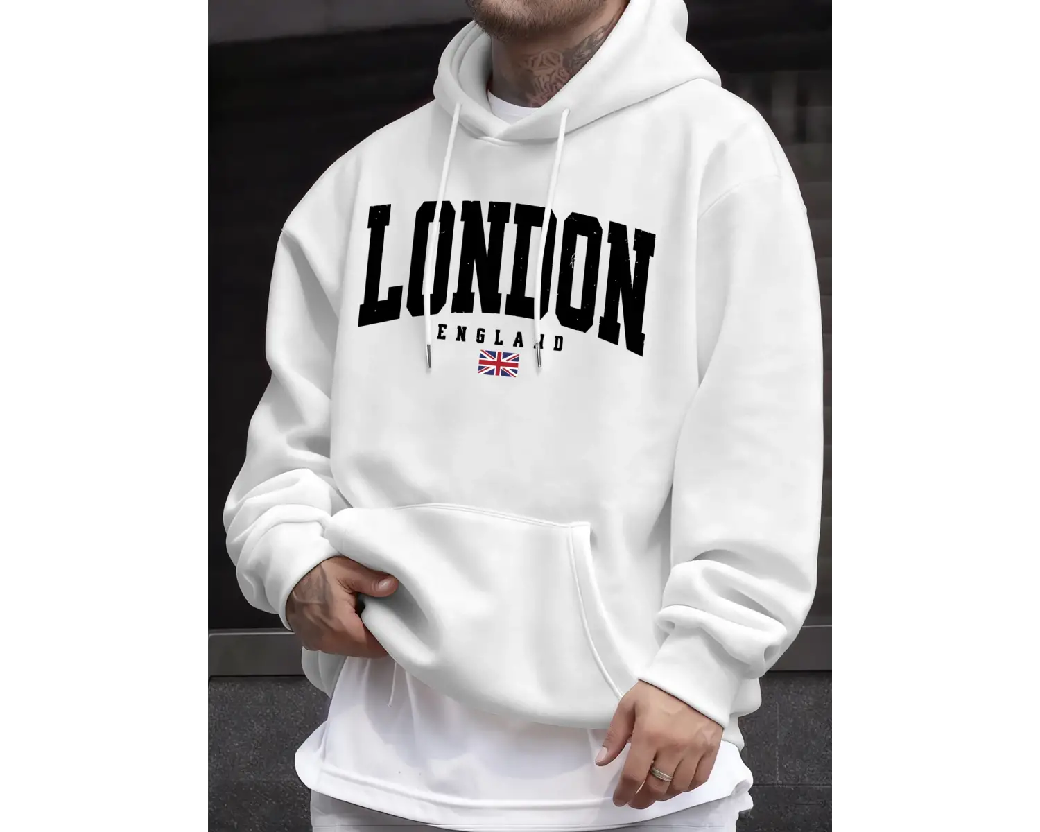 Londra İngiltere Bayrağı Baskı Kazak Erkekler Için Sonbahar Hip Hop Kazaklar Polar Tüm Maç Uz