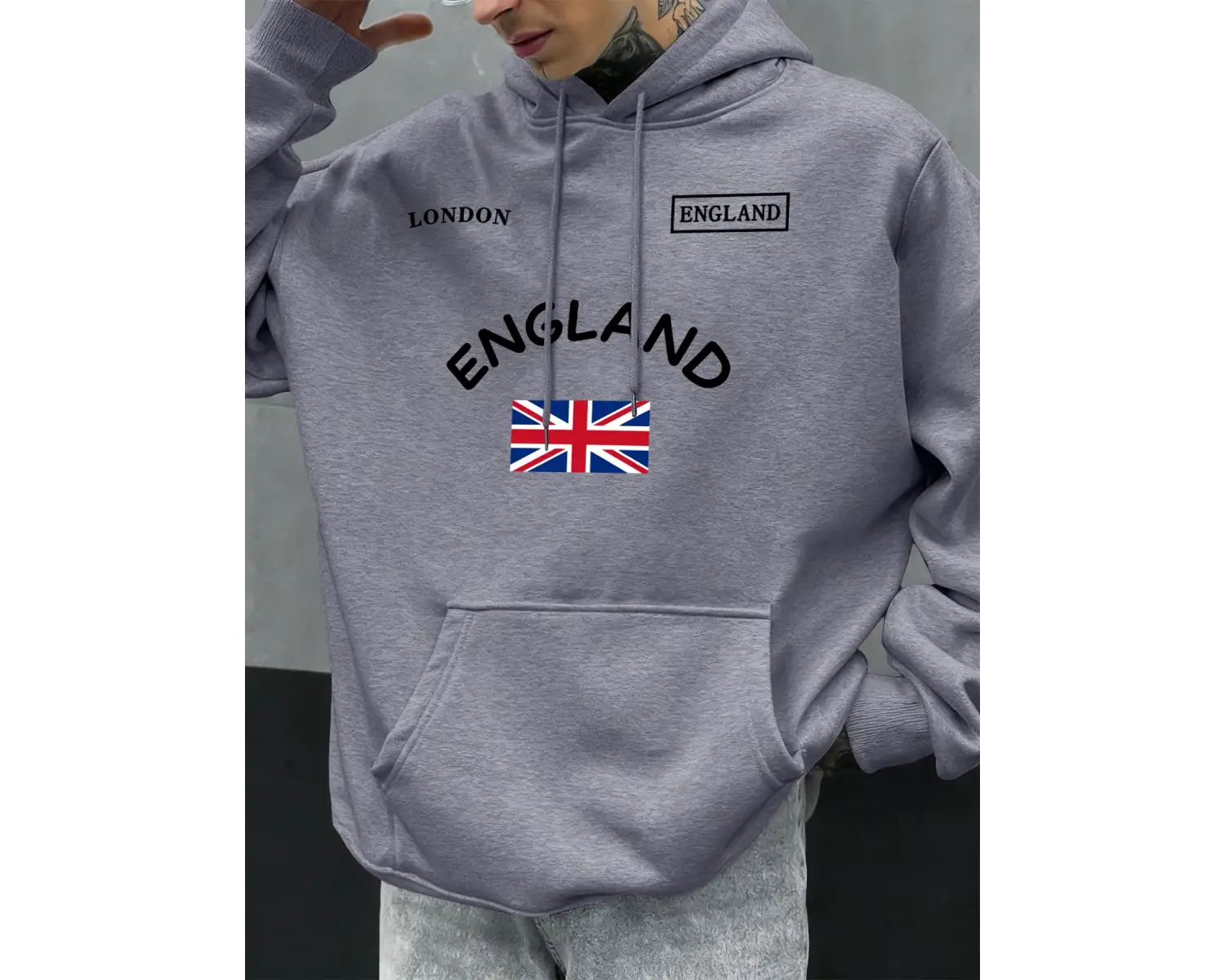 Londra İngiltere Birliği Tasarım Erkekler Hoodie Sonbahar Büyük Boy Giyim Cep Hip Hop Kazak P