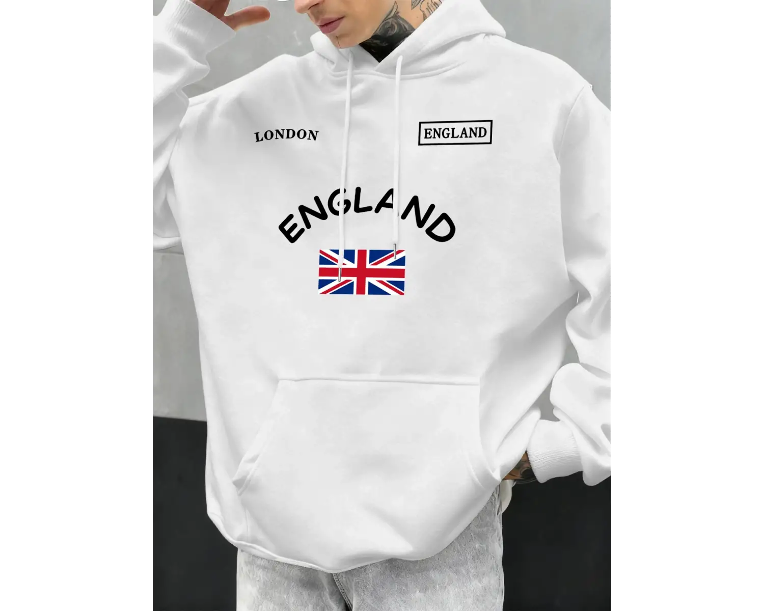 Londra İngiltere Birliği Tasarım Erkekler Hoodie Sonbahar Büyük Boy Giyim Cep Hip Hop Kazak P