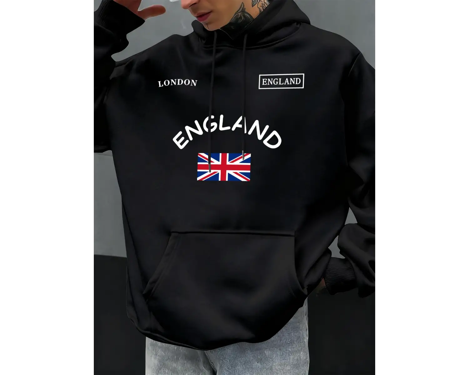 Londra İngiltere Birliği Tasarım Erkekler Hoodie Sonbahar Büyük Boy Giyim Cep Hip Hop Kazak P