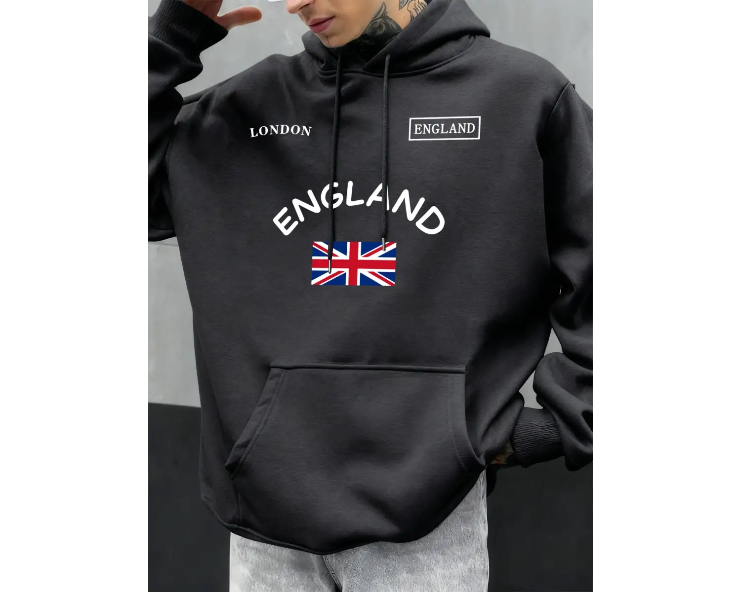 Londra İngiltere Birliği Tasarım Erkekler Hoodie Sonbahar Büyük Boy Giyim Cep Hip Hop Kazak P