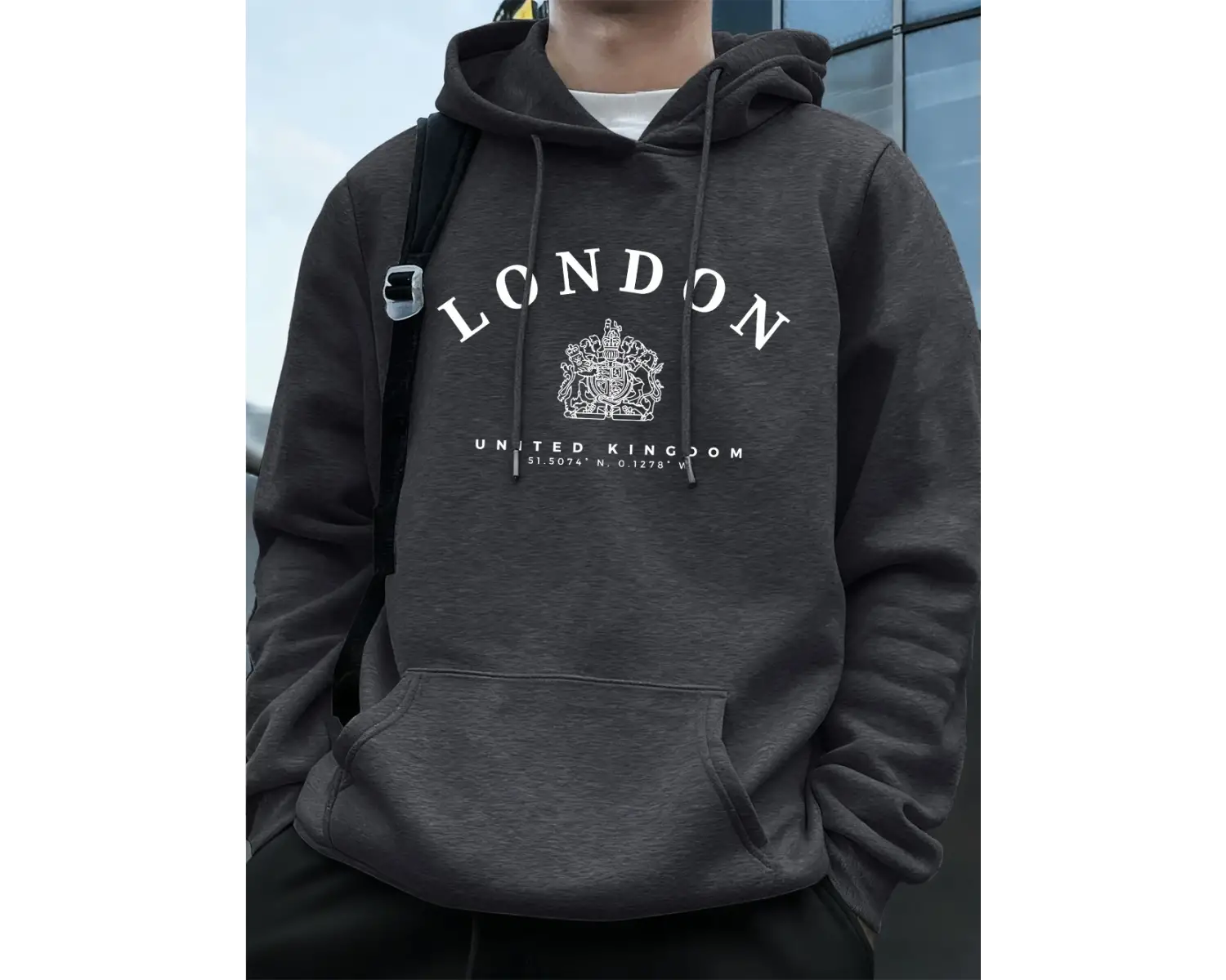 Londra İngiltere Kraliyet Rozeti Baskı Erkek Kapüşonlular Sonbahar Polar Sıcak Tişörtü Rahat