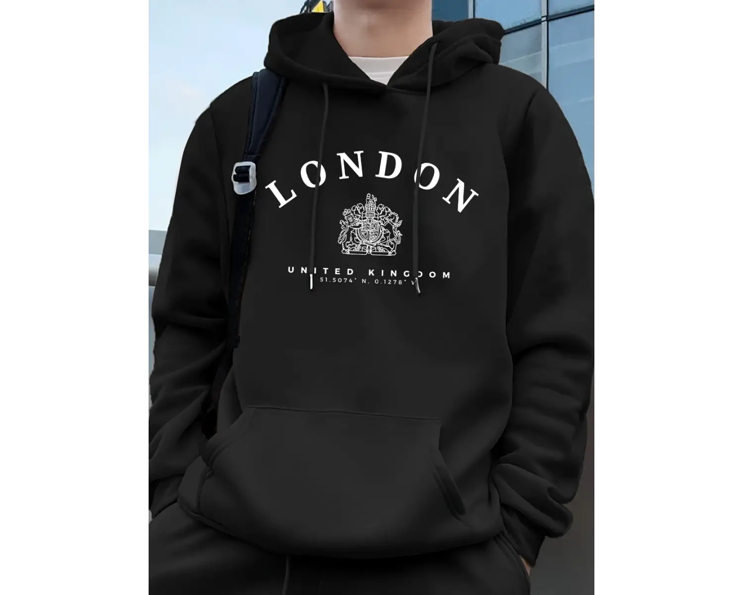 Londra İngiltere Kraliyet Rozeti Baskı Erkek Kapüşonlular Sonbahar Polar Sıcak Tişörtü Rahat
