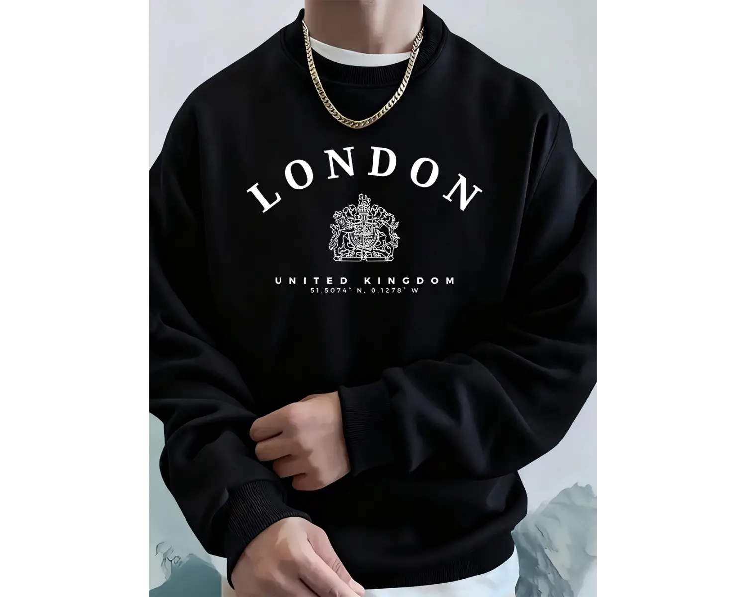 Londra İngiltere Kraliyet Rozeti Baskı Erkekler Kapüşonlular Sonbahar Polar Sıcak Tişörtü Rah
