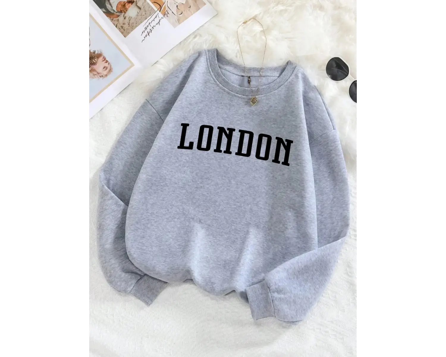 Londra İngiltere Mektup Tasarım Kadın Kazak Rahat O-Boyun Streetwear Çok Renkli Sonbahar Elbi