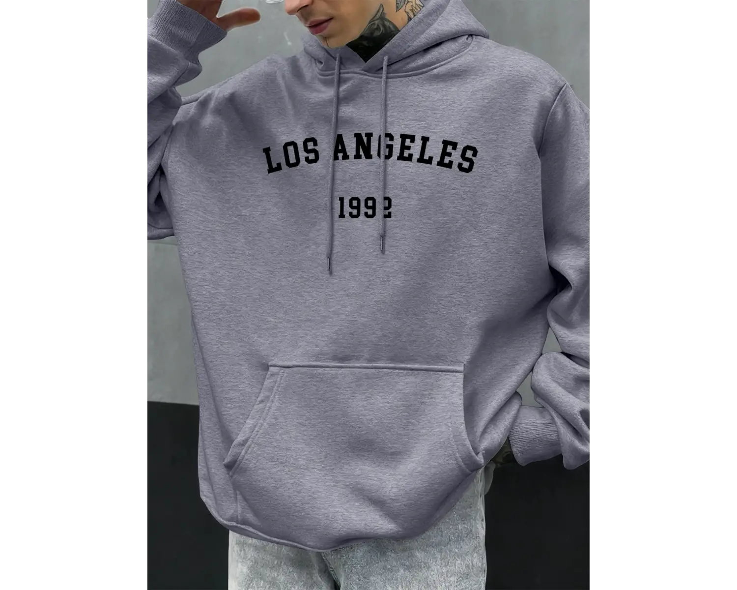 Los Angeles 1992 Mektup Tasarım Kapüşonlular Erkekler Sonbahar Moda Cep Hoody Rahat Polar Sok