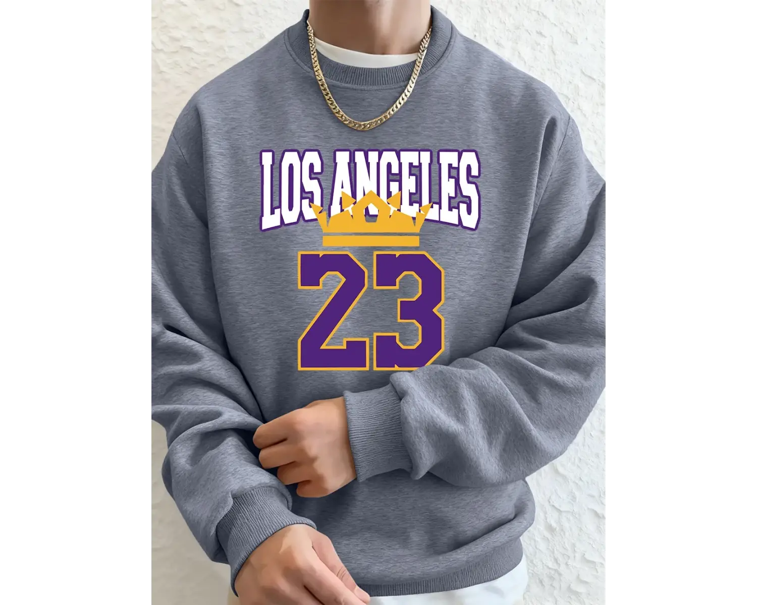 Los Angeles 23 Baskılı Erkek Kapüşonlu Üstleri Sonbahar Bisiklet Yaka Tişörtü Temel Polar Sıc