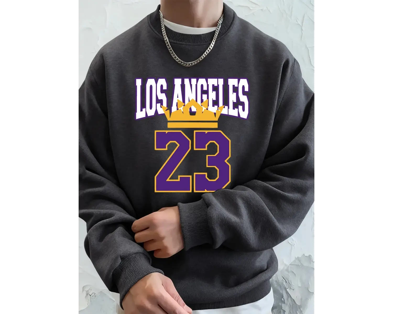 Los Angeles 23 Baskılı Erkek Kapüşonlu Üstleri Sonbahar Bisiklet Yaka Tişörtü Temel Polar Sıc