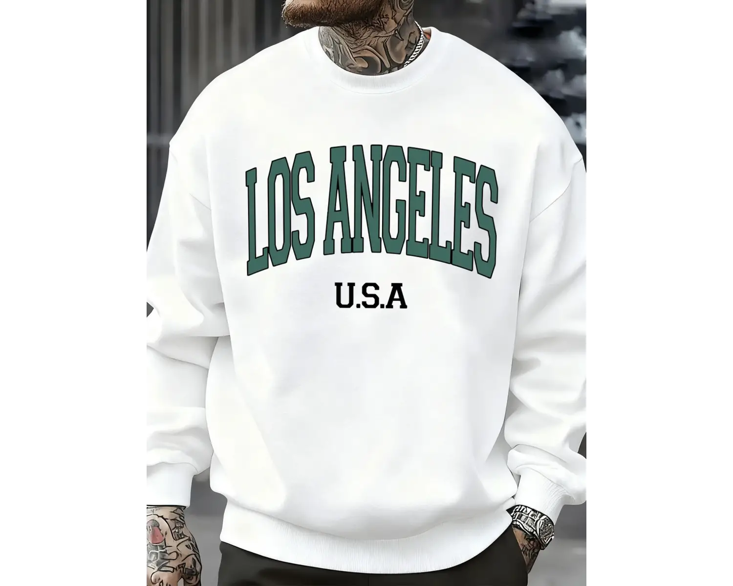 Los Angeles ABD Mektup Desenli Erkekler Kazak Günlük Büyük Beden Spor Giyim Her Şeyle Uyumlu