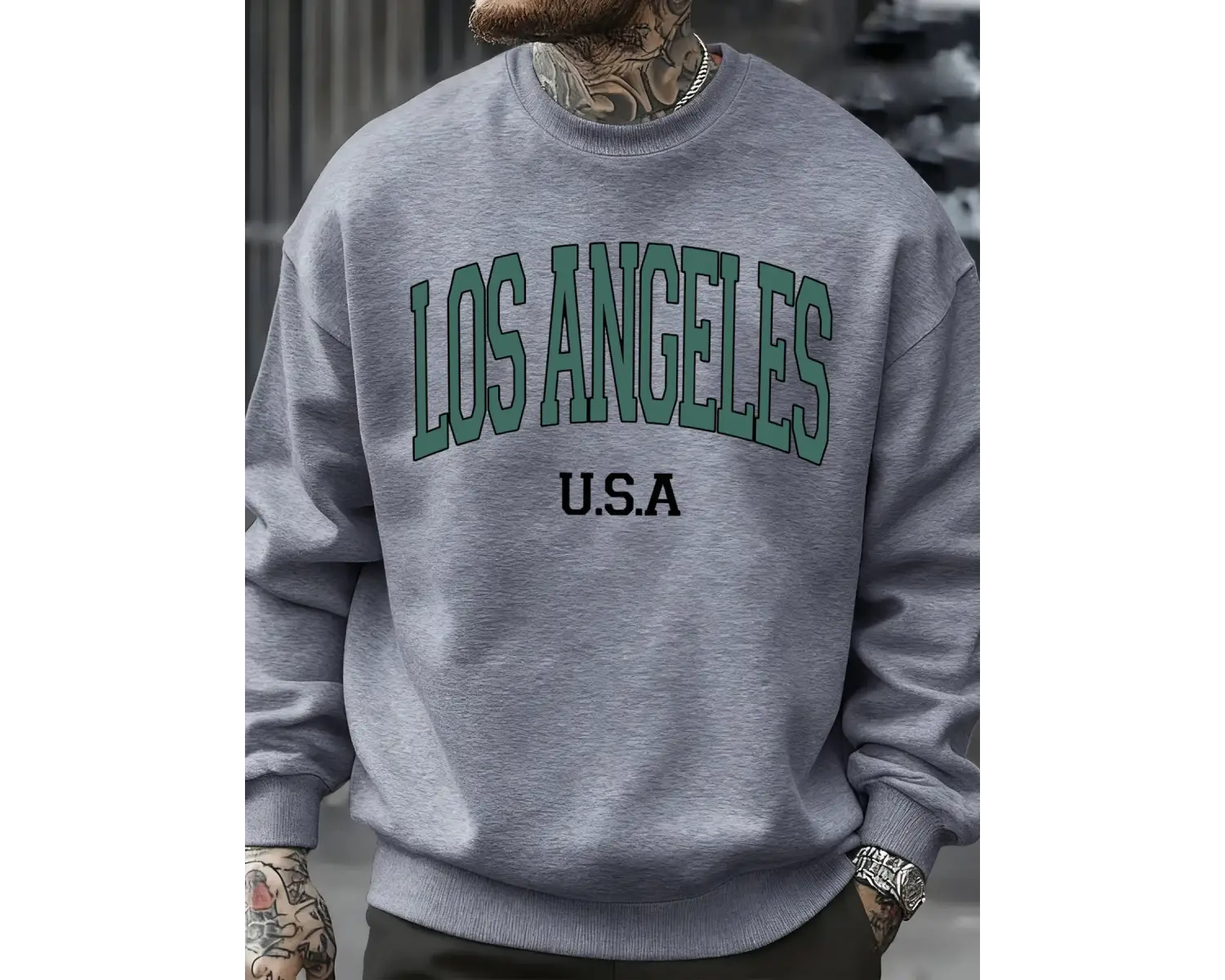 Los Angeles ABD Mektup Desenli Erkekler Kazak Günlük Büyük Beden Spor Giyim Her Şeyle Uyumlu