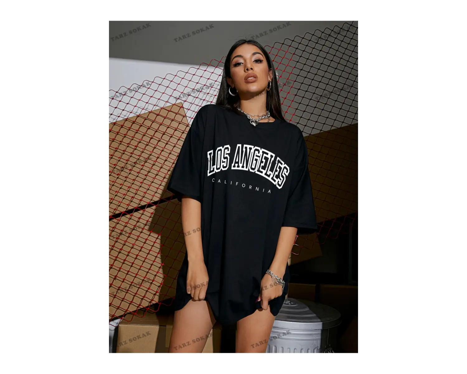 Los Angeles Baskılı Oversize Kalıp Unisex T-shirt