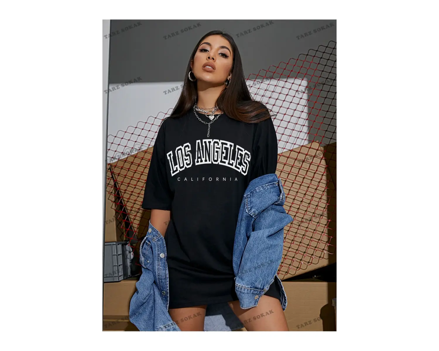 Los Angeles Baskılı Oversize Kalıp Unisex T-shirt
