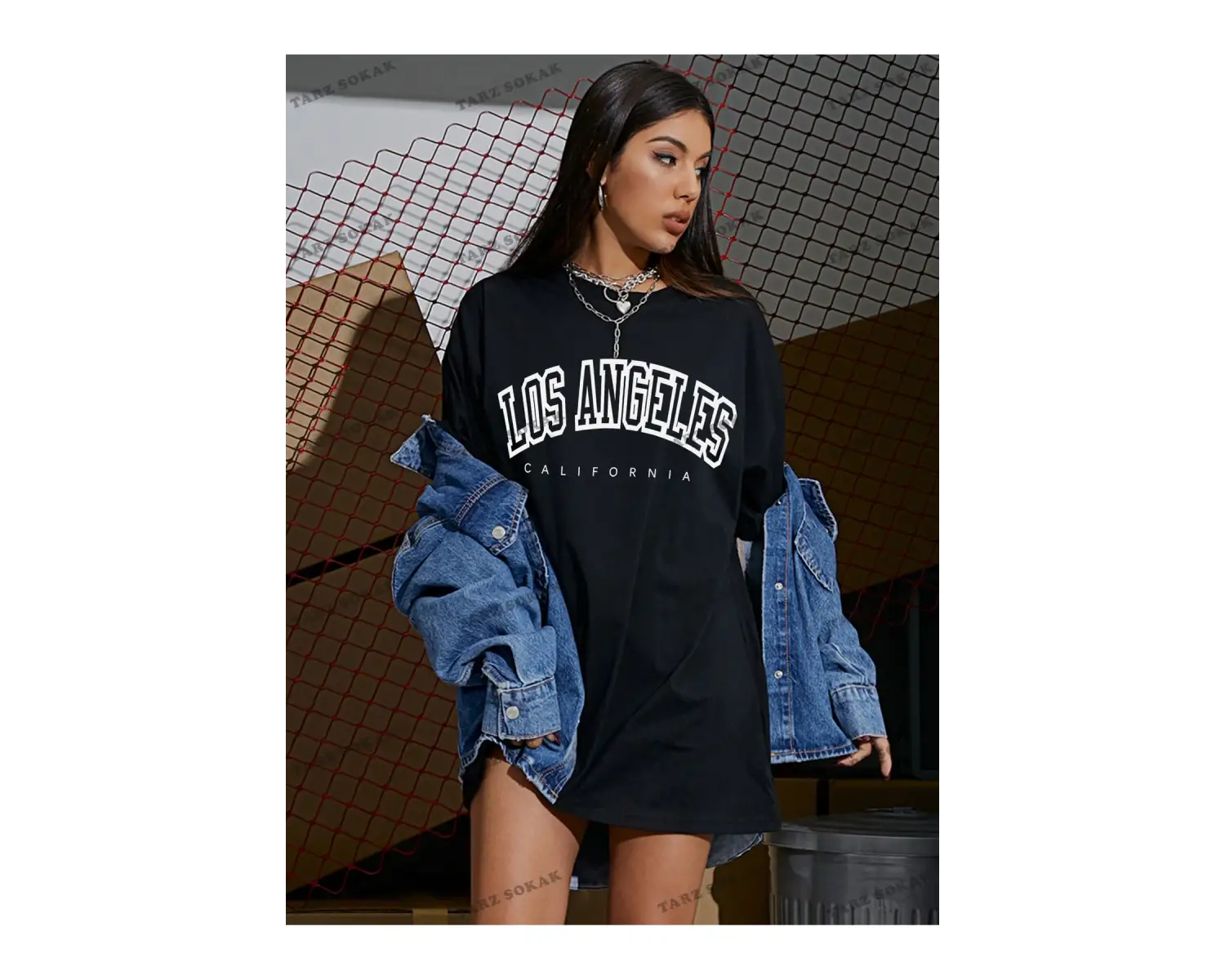 Los Angeles Baskılı Oversize Kalıp Unisex T-shirt