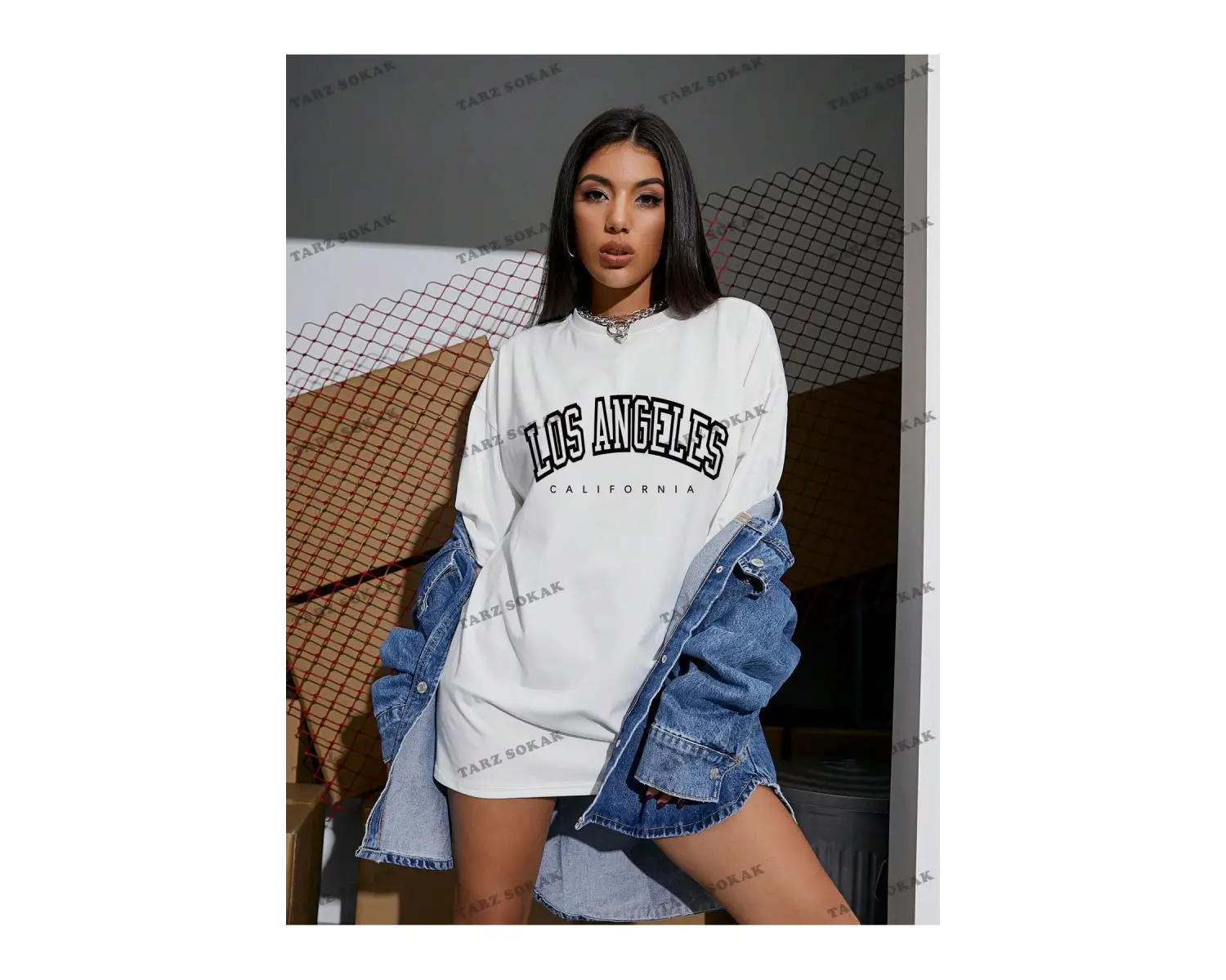 Los Angeles Baskılı Oversize Kalıp Unisex T-shirt