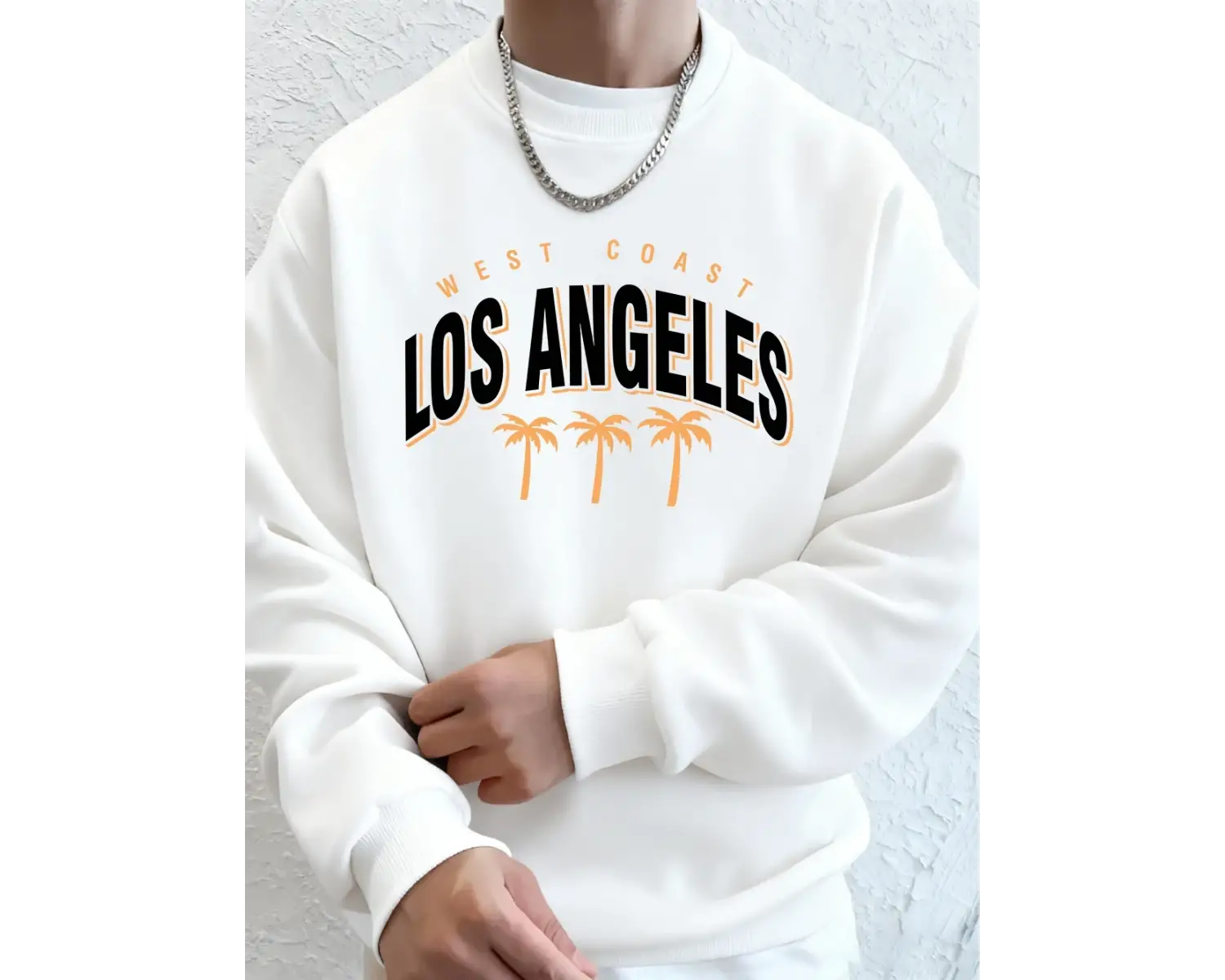 Los Angeles Batı Yakası Hindistan Cevizi Ağacı Baskılı Erkek Kapüşonlu Üstü Sonbahar Bol Swea