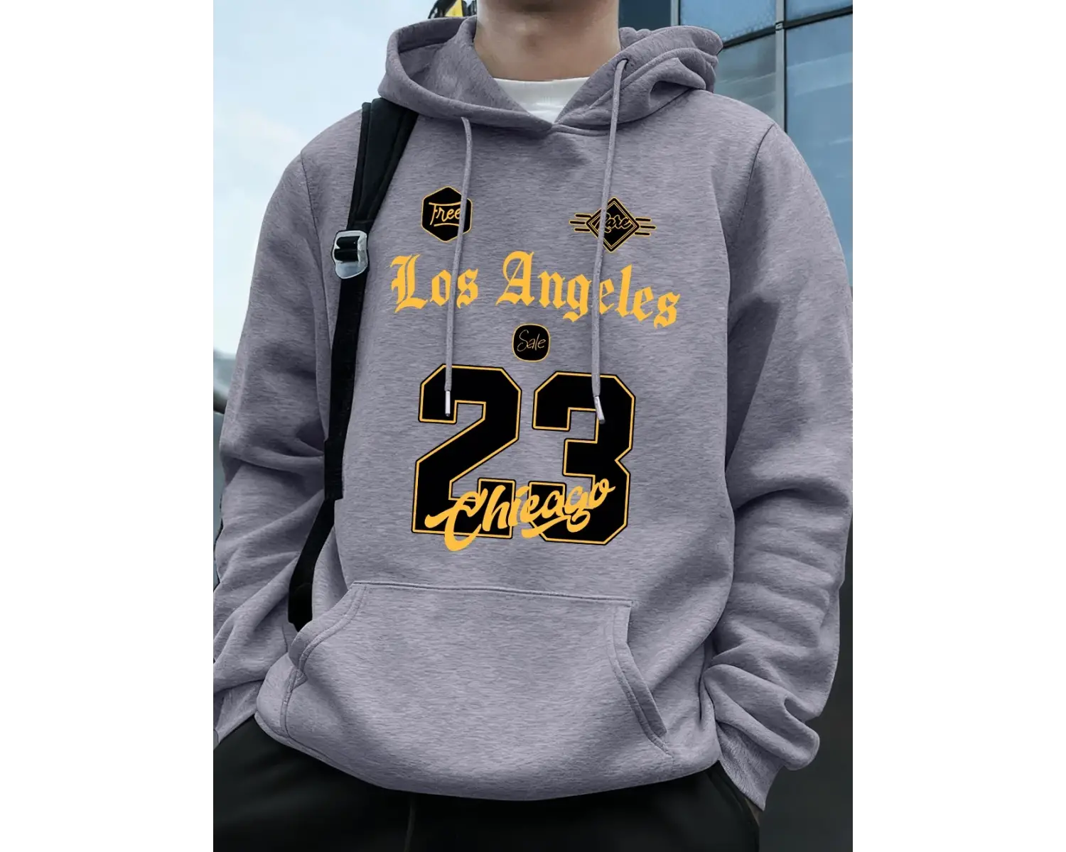 Los Angeles Chicago 23 Baskı Kapüşonlu Üst Erkek Kışlık Polar Sıcak Kazak Koşu Cepli Kazak Sp