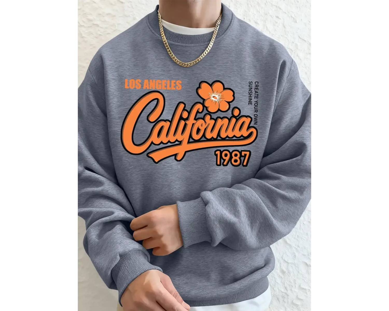 Los Angeles Kaliforniya 1987 Baskılı Erkek Sweatshirt Kışlık Bol Kapüşonlu Spor Bisiklet Yaka