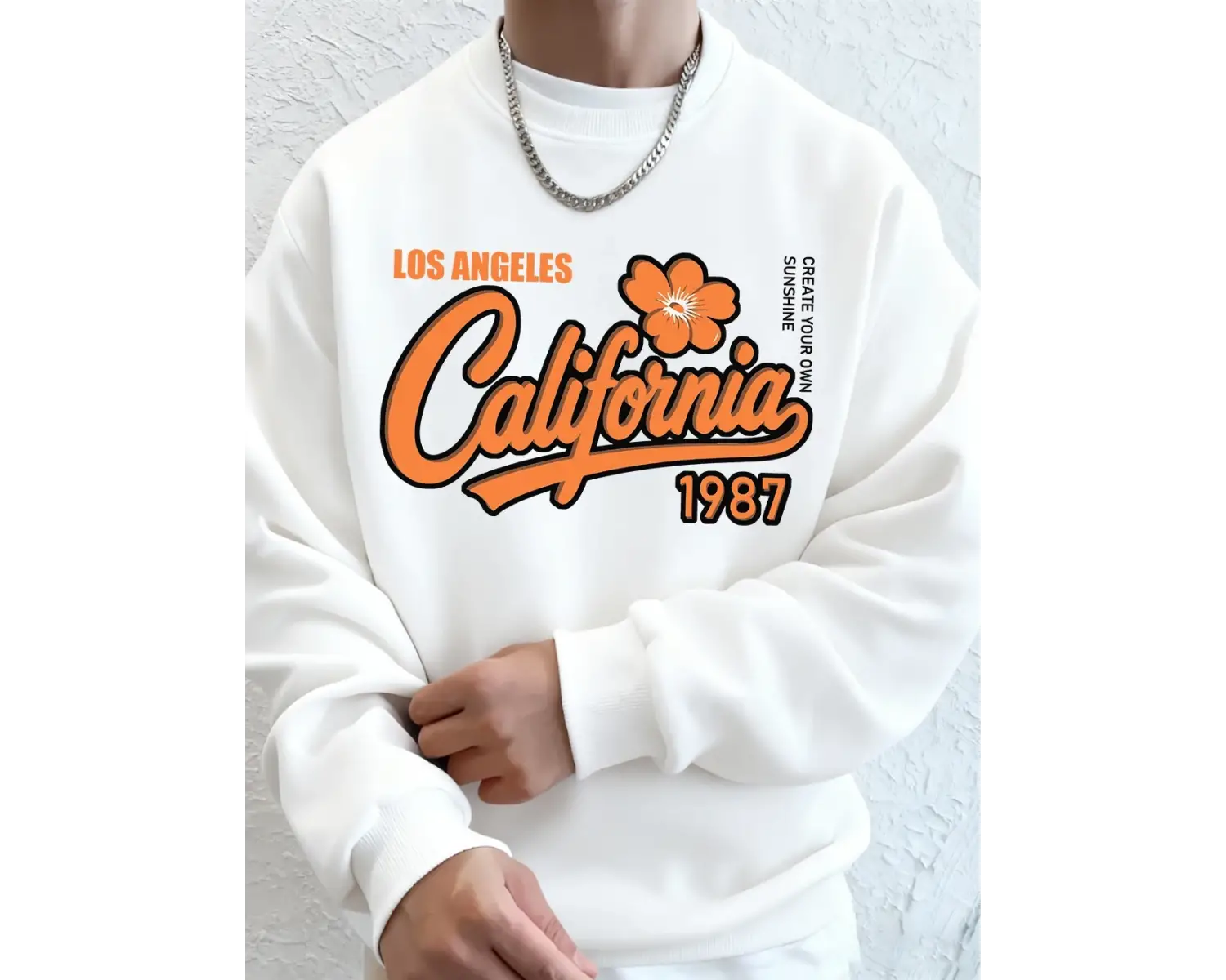 Los Angeles Kaliforniya 1987 Baskılı Erkek Sweatshirt Kışlık Bol Kapüşonlu Spor Bisiklet Yaka