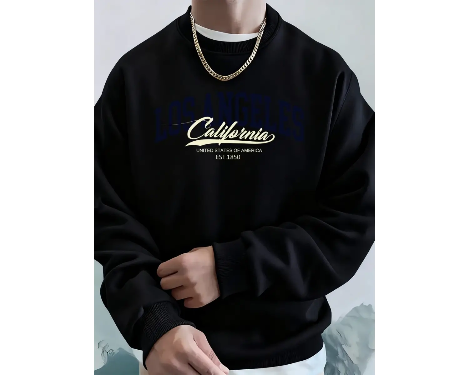 Los Angeles Kaliforniya Baskılı Erkek Kazak Kış Polar Sıcak Kapüşonlular Kore Gevşek Bisiklet