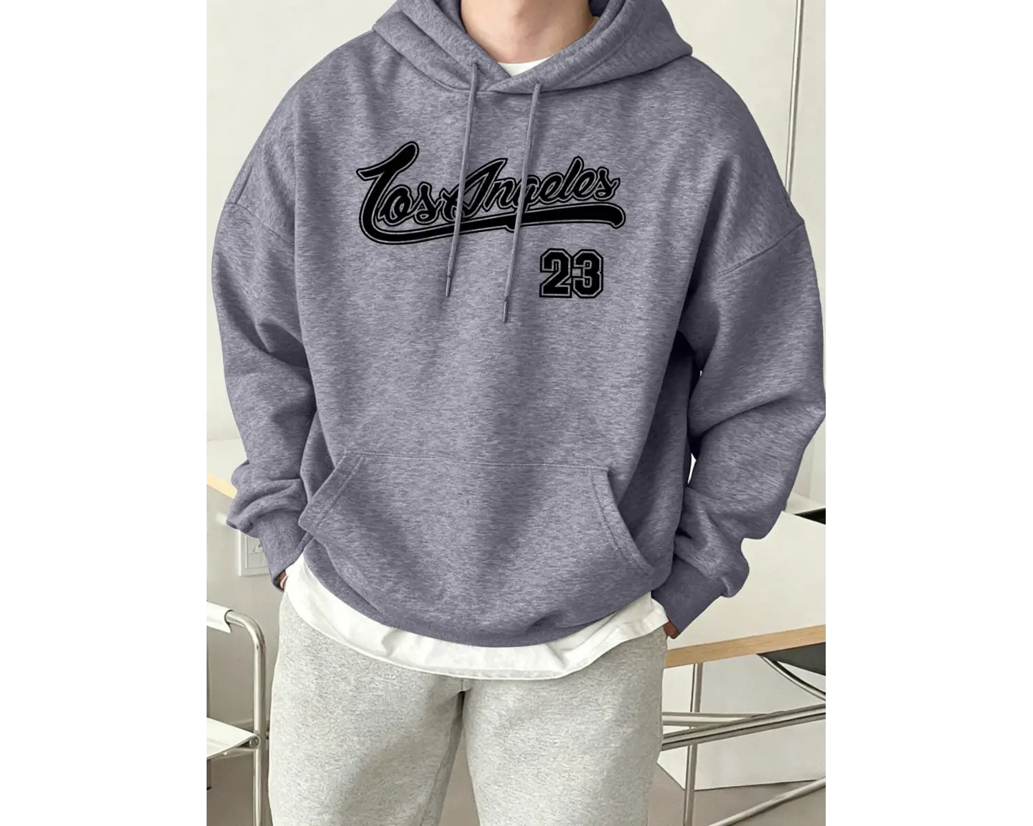 Los Angeles Number 23 Baskılı Üst Giyim Erkek Sokak Modası Günlük Kapüşonlu Üst Basit Rahat S