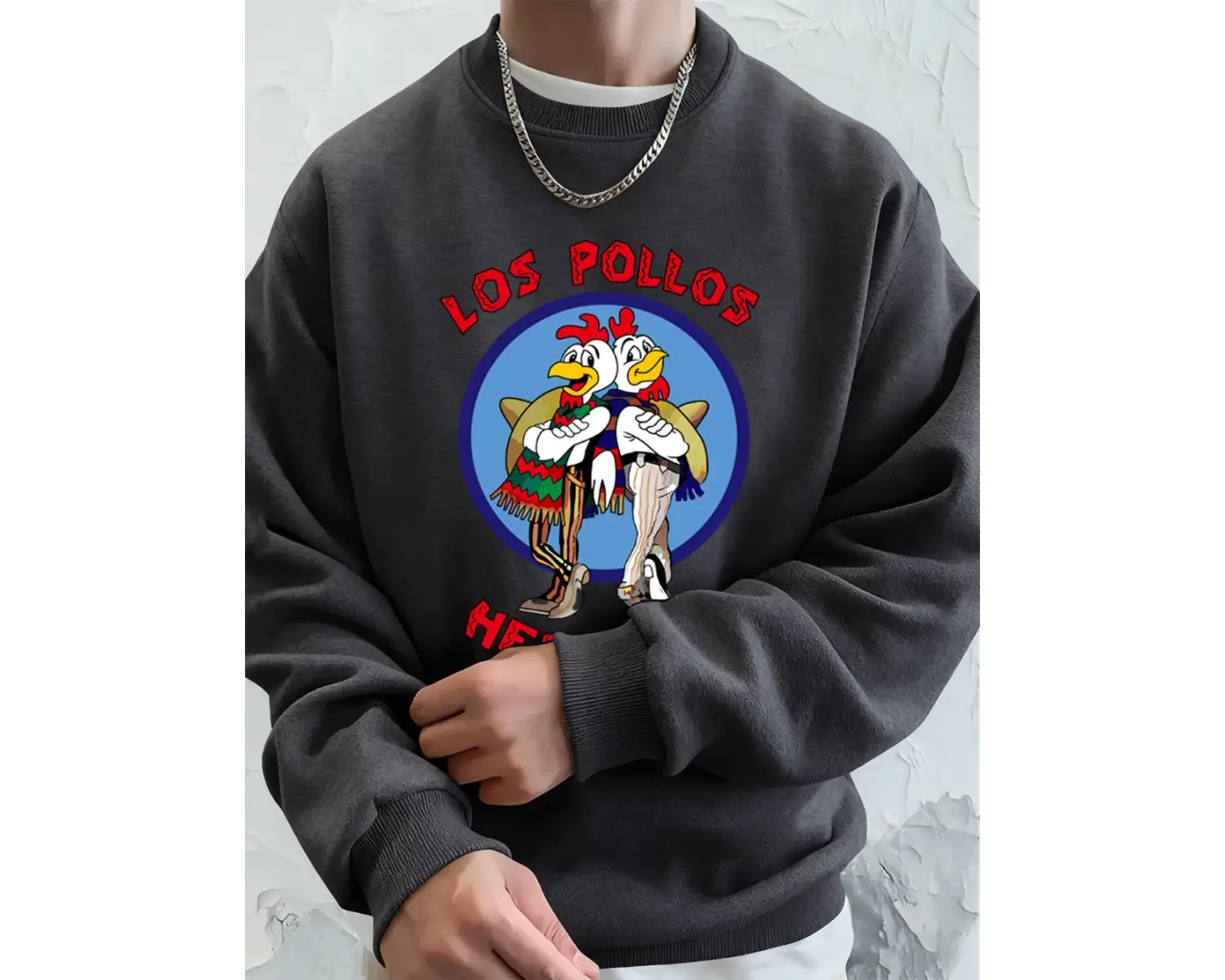 Los Pollos Hermanos Baskılı Erkek Kazak Kış Gevşek Kapüşonlular Spor Bisiklet Yaka Polar Sıca