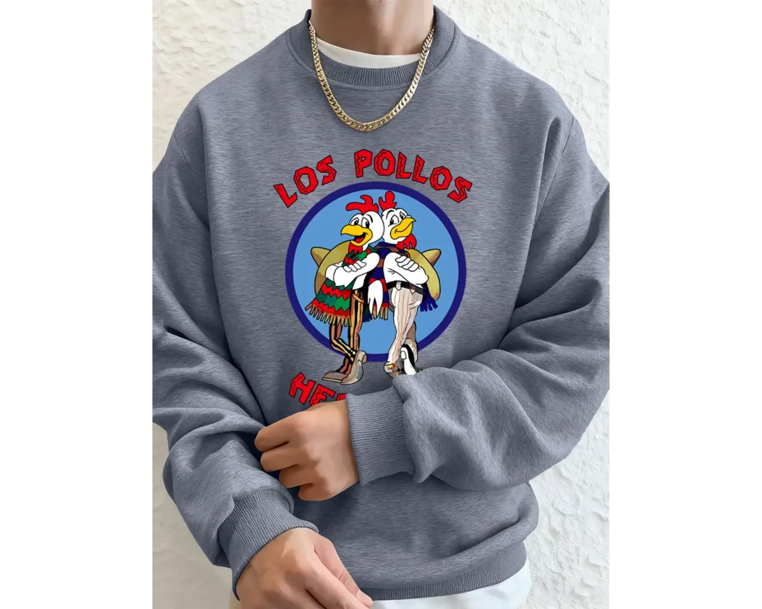 Los Pollos Hermanos Baskılı Erkek Kazak Kış Gevşek Kapüşonlular Spor Bisiklet Yaka Polar Sıca