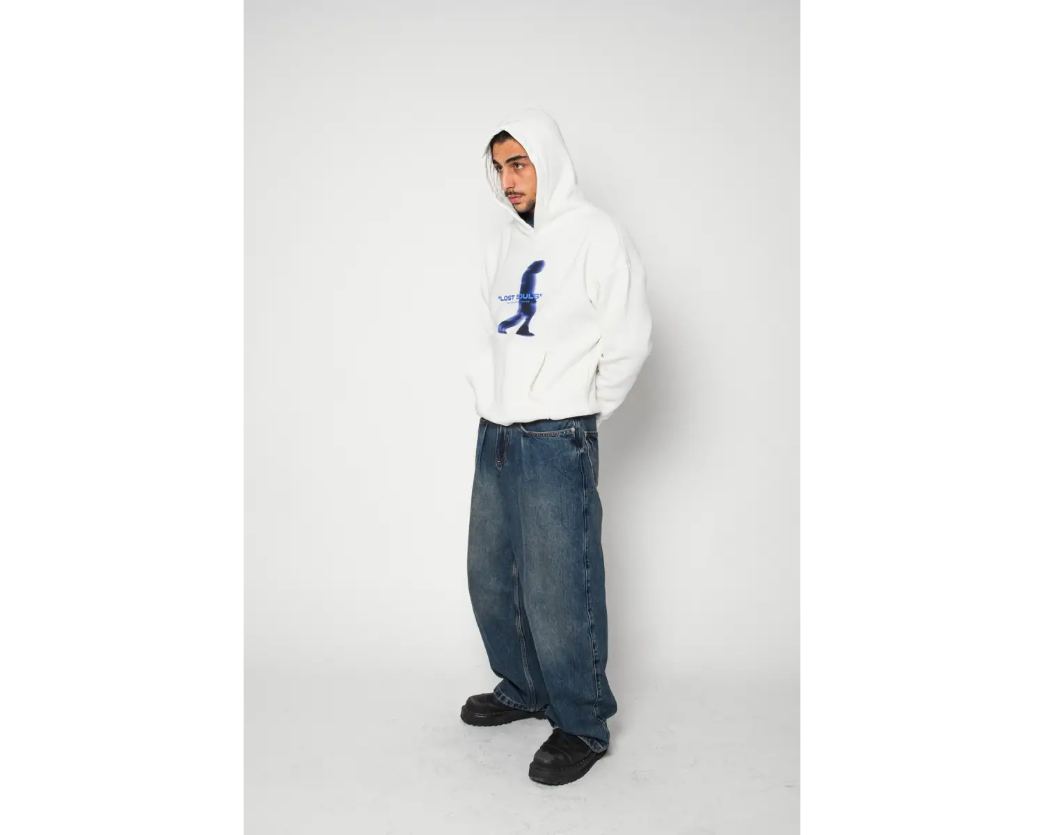 Lost Souls Baskılı Oversize Unisex Premium Beyaz