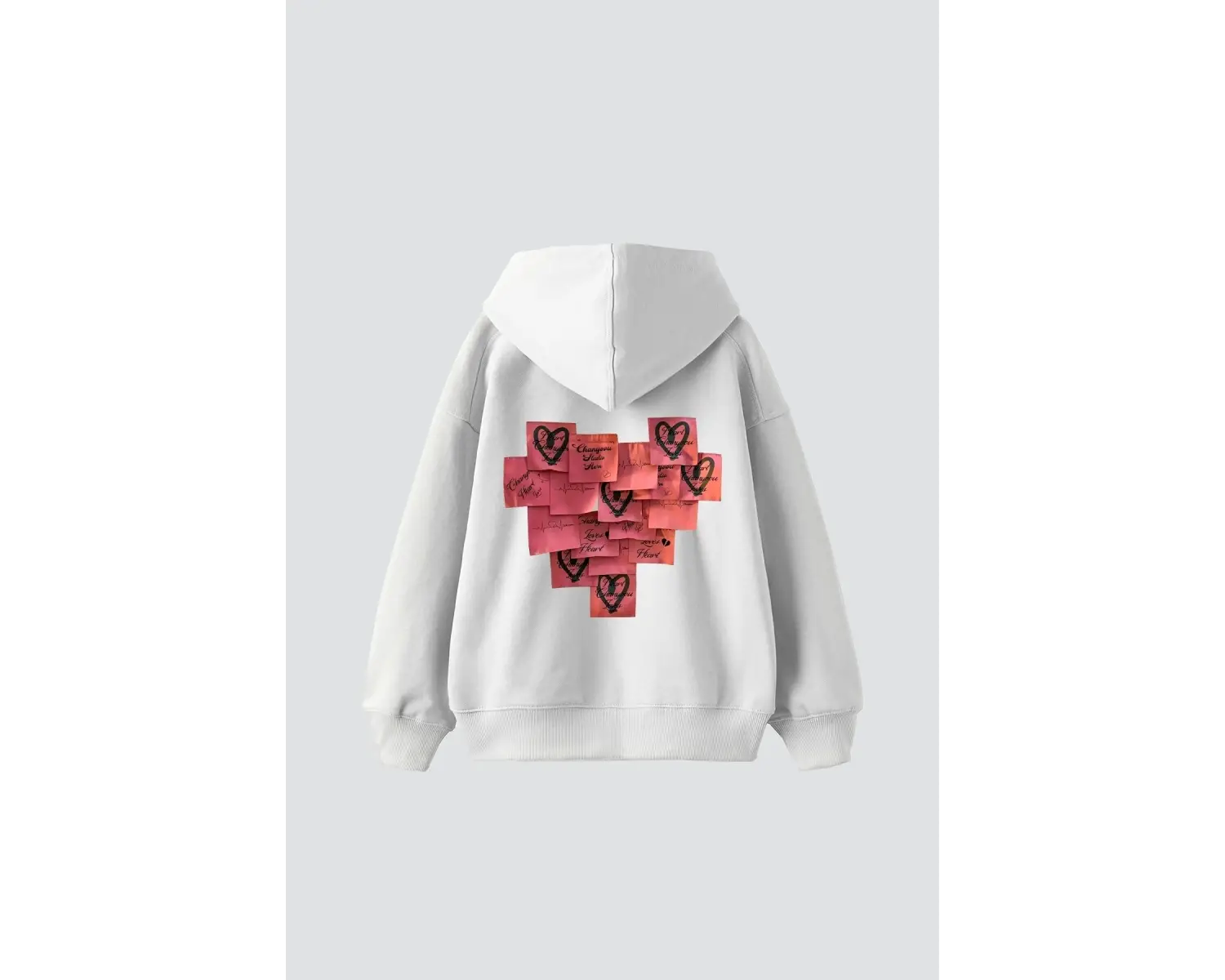 Love Baskılı Oversize Unisex Beyaz