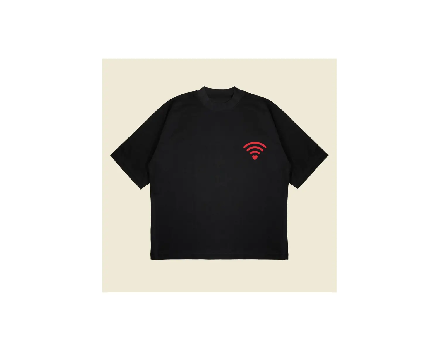 Love Wifi Baskılı Oversize Unisex Pamuklu Nefes Alan Kalın Kumaşlı