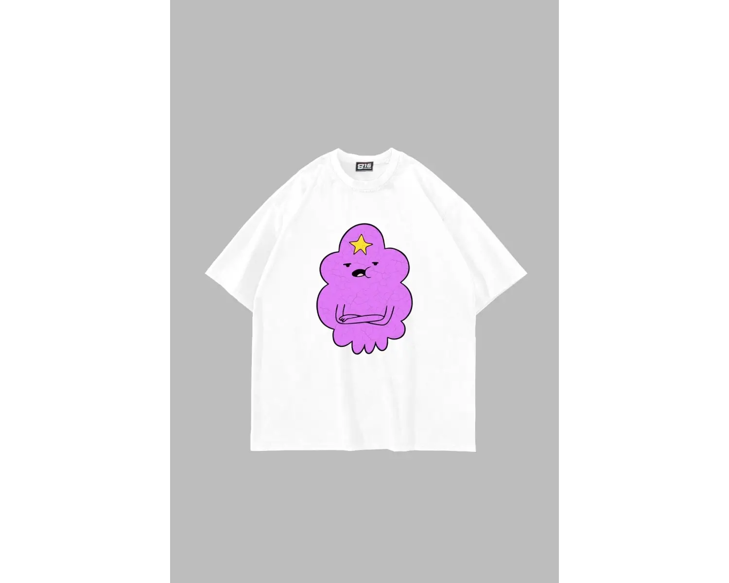 Lumpy Space Princess Baskılı Oversize Unisex Beyaz