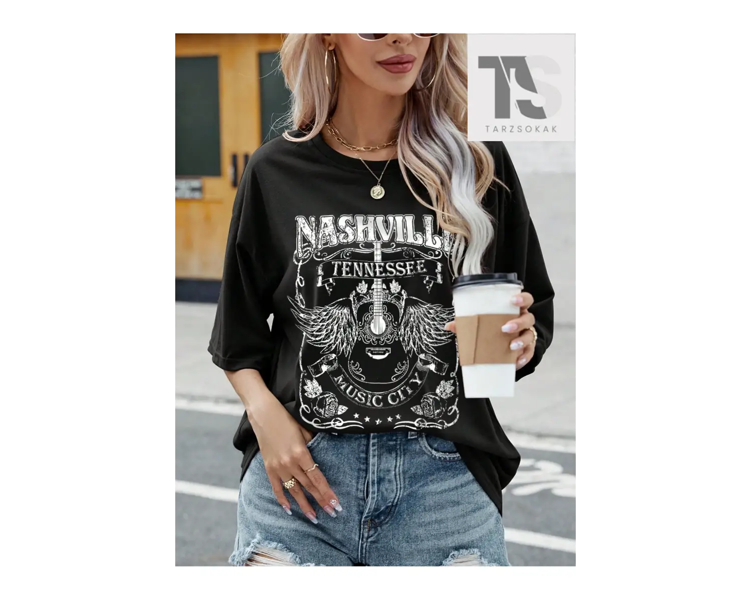 LUNE Kadın Kanat ve Harf Baskılı Tişört