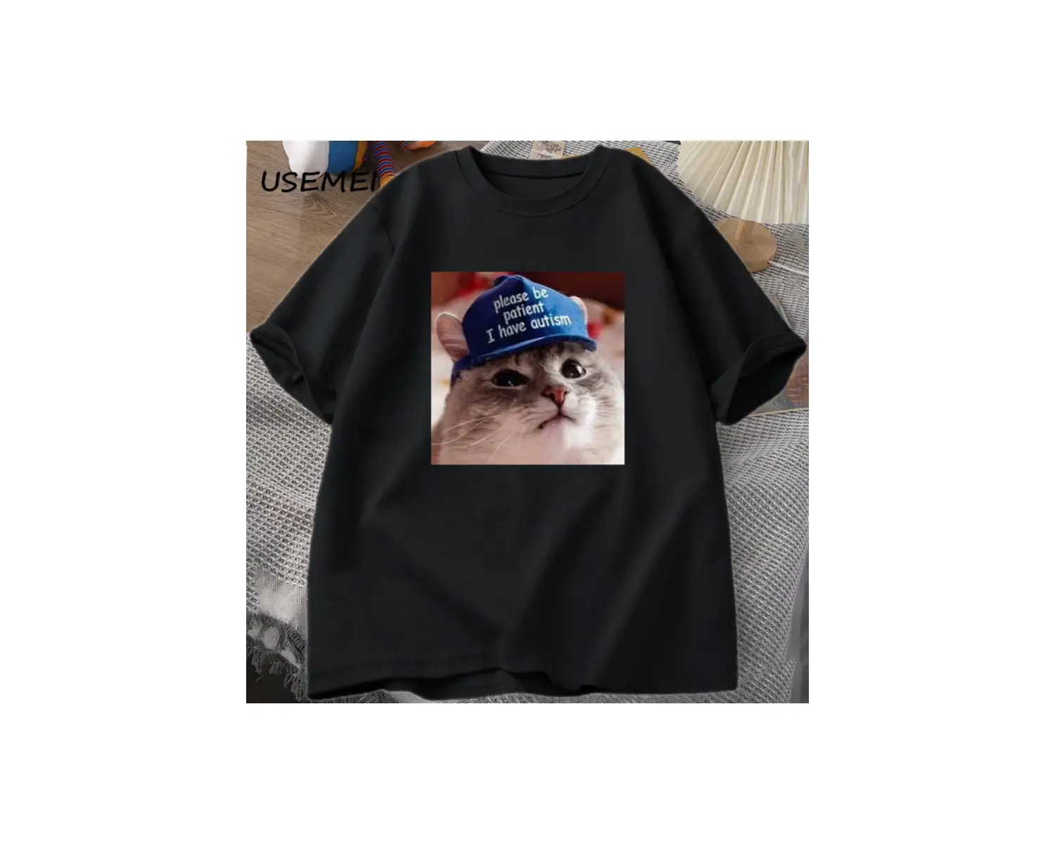 Lütfen sabırlı olun ben kedi grafik T shirt erkek t-shirt adam giysileri kısa kollu pam 3054
