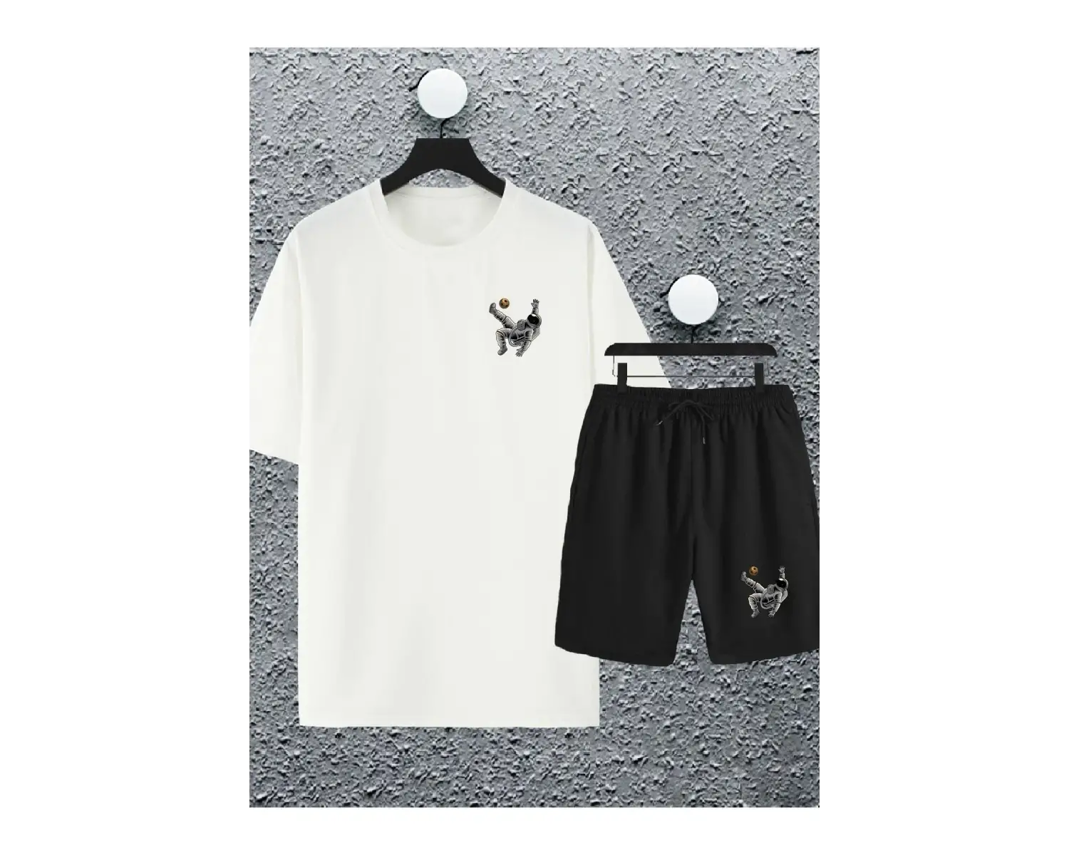 macklin Unisex Kadın Erkek Astronot Futbolcu Baskılı Oversize Tshirt Ve Şort Eşofman Takımı m