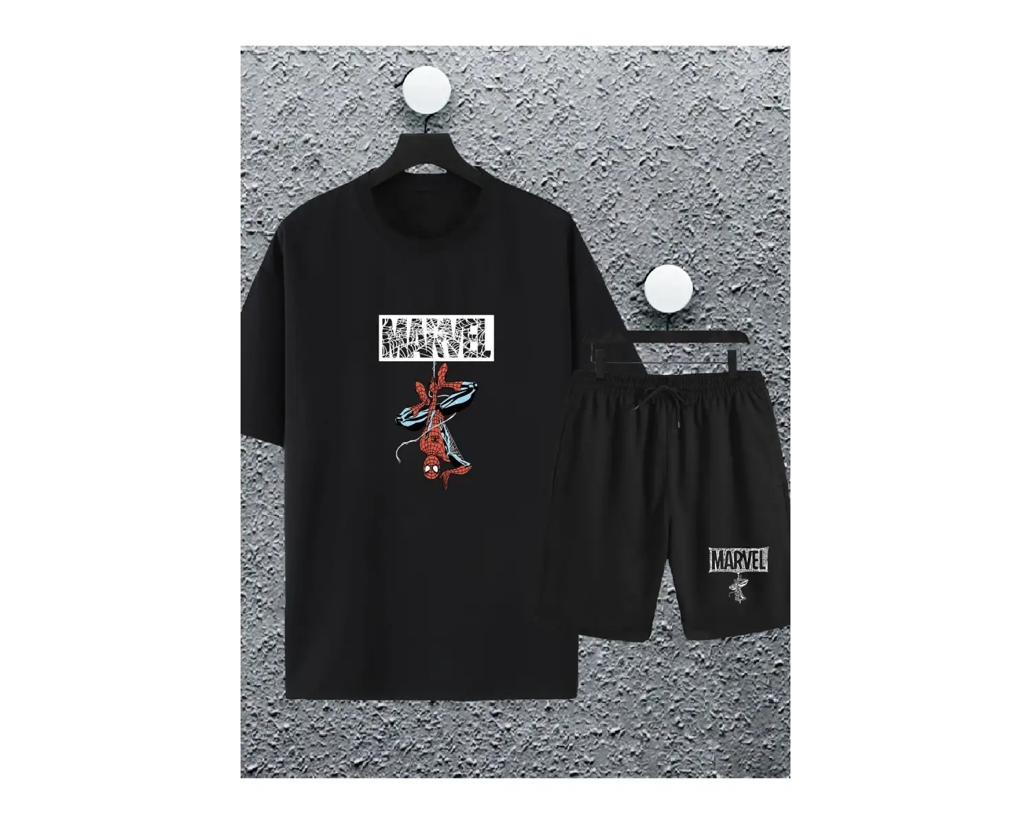 Macklin Unisex Kadın Erkek Marvel Spiderman Özel Karakter Baskılı Oversize Tshirt ve Şort