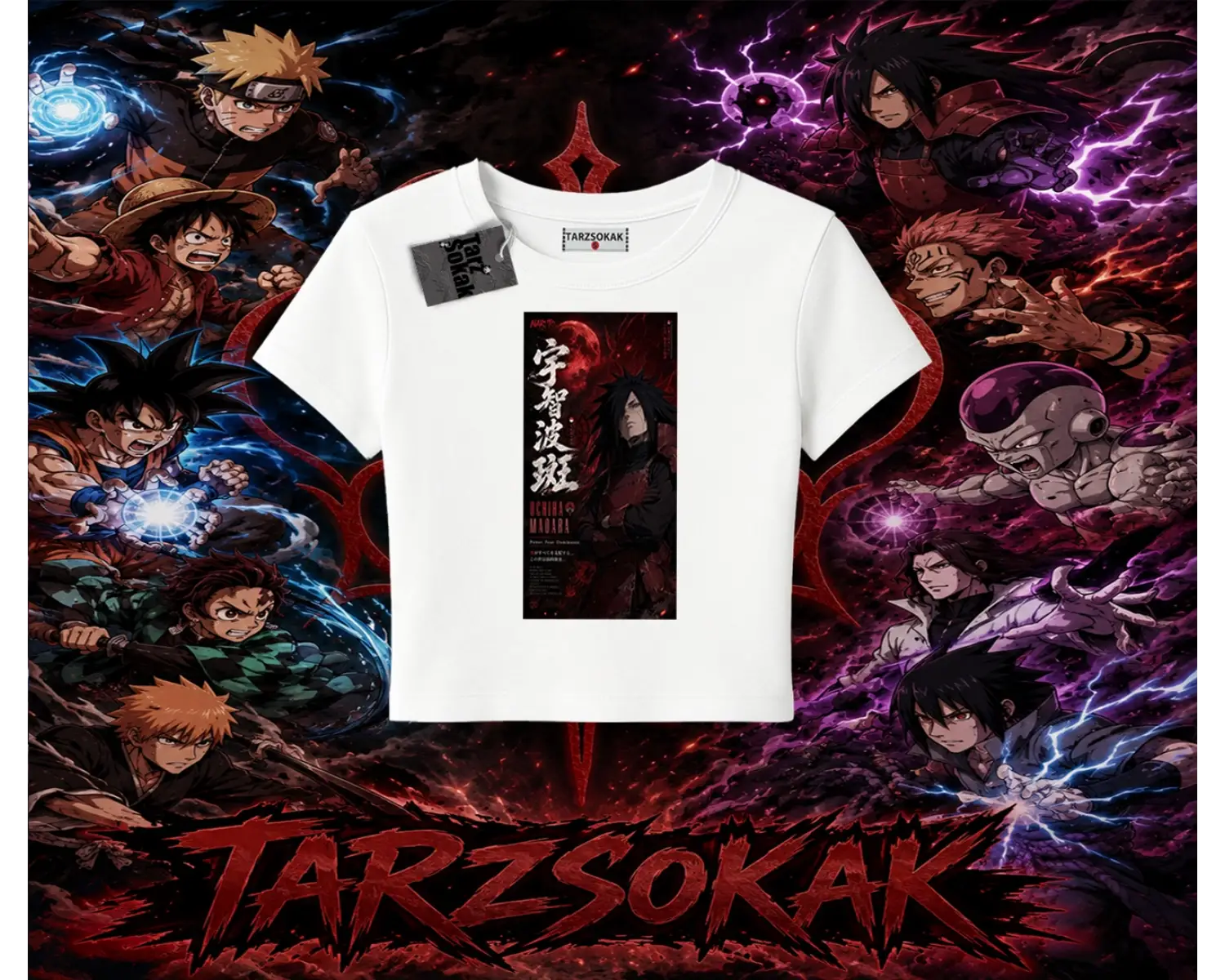 Madara Uchiha Naruto Anime Karakteri Kadın Baby Tee Beyaz