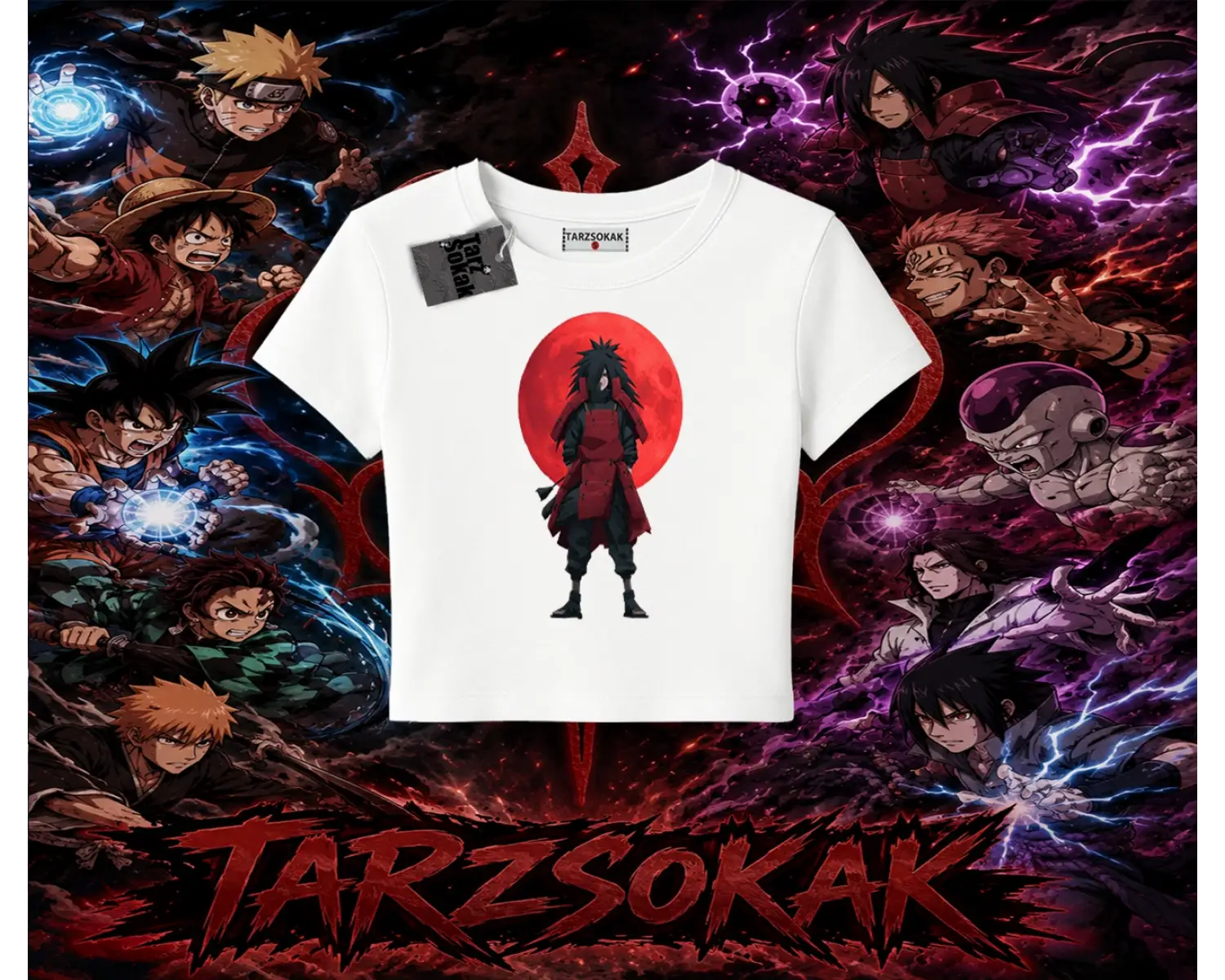 Madara Uchiha Naruto Anime Karakteri Kadın Baby Tee Beyaz