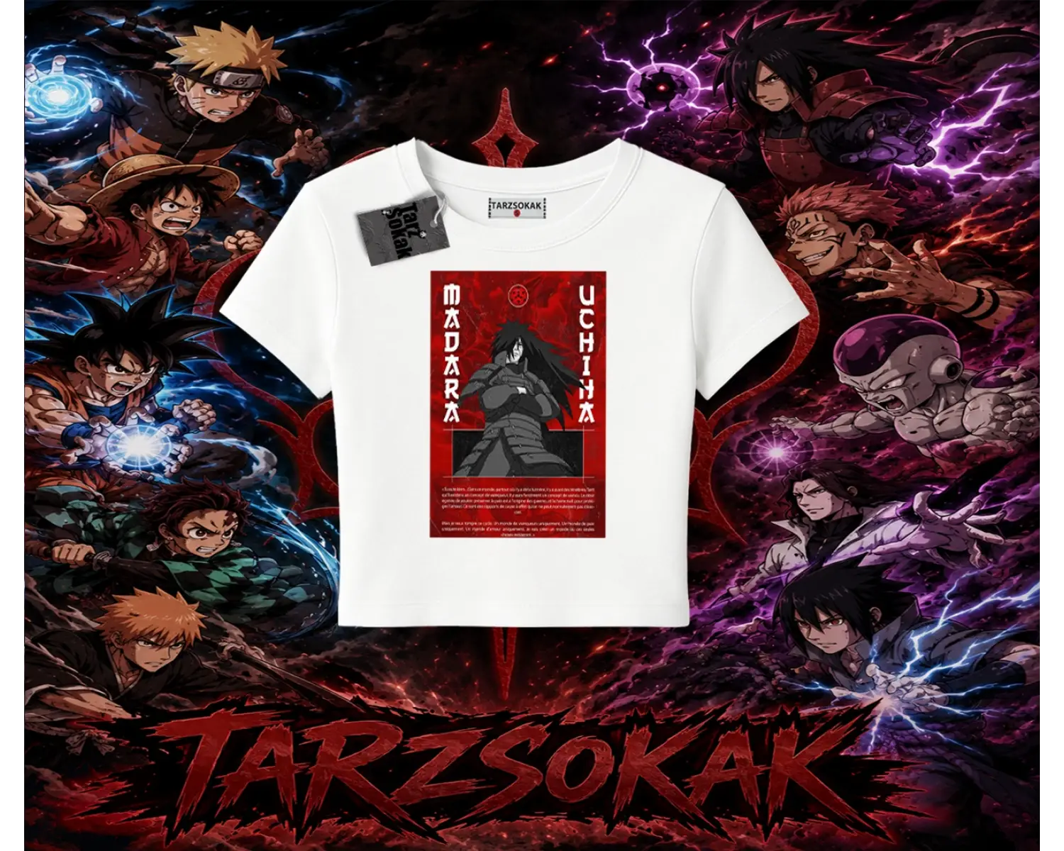 Madara Uchiha Naruto Anime Karakteri Kadın Baby Tee Beyaz
