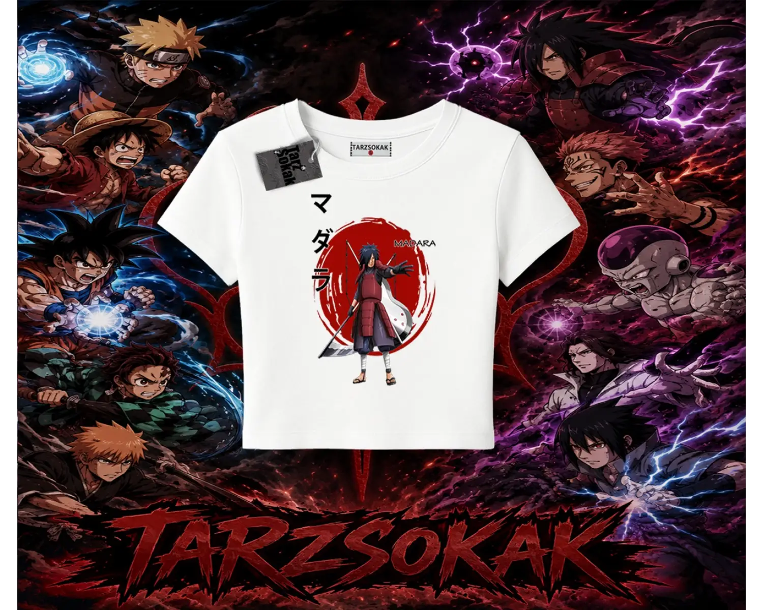 Madara Uchiha Naruto Anime Karakteri Kadın Baby Tee Beyaz