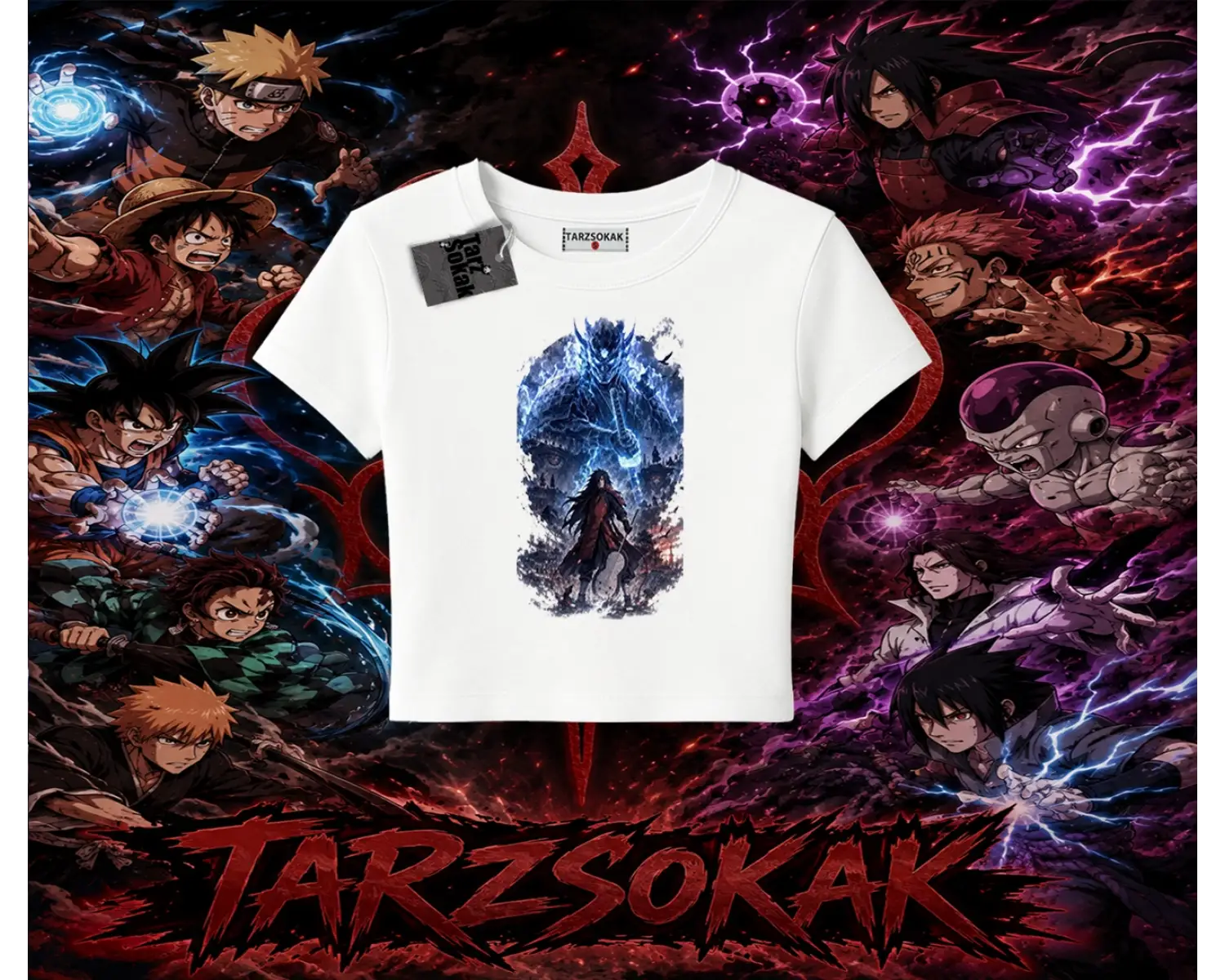 Madara Uchiha Naruto Anime Karakteri Kadın Baby Tee Beyaz